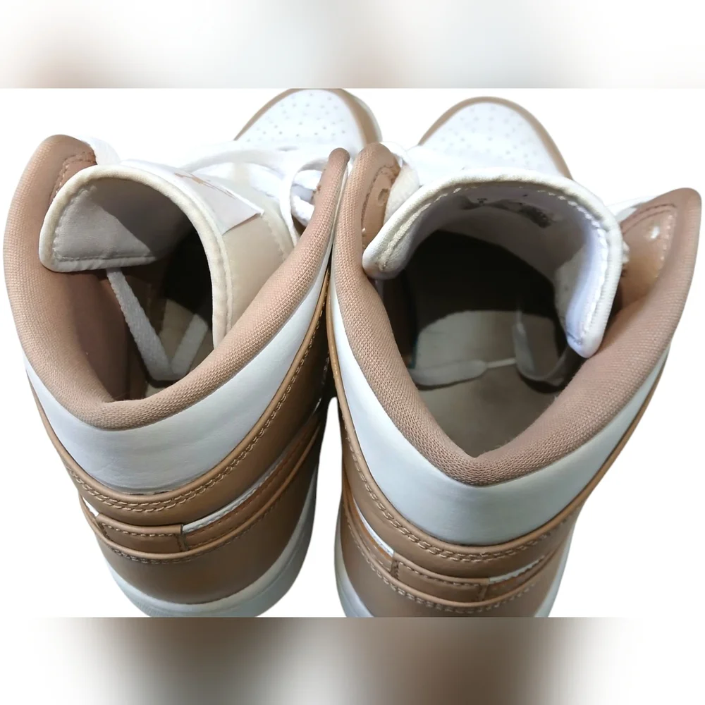 Nike Air Jordan 1 Mid Tan and White- Size 8 Men EUC - Picture 9 of 12